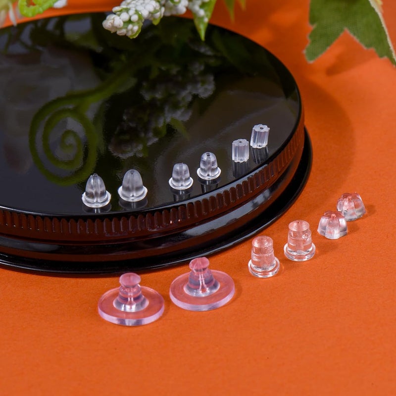 DSOMHZ 6 Styles Silicone Earring Backs for Studs/Droopy Ears/Heavy Earring, 600 Pcs Clear Soft Hypoallergenic Plastic Rubber Backs Replacements Backings Clutch Stoppers Kits - Image 4